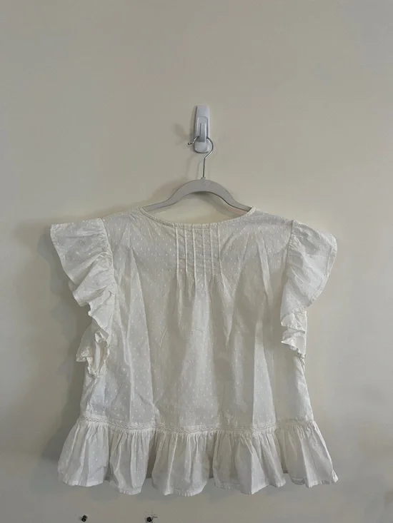 Levi’s Cotton Ruffle Button Down Top French Dot Lace Boho S Feminine Cottagecore - Picture 5 of 5